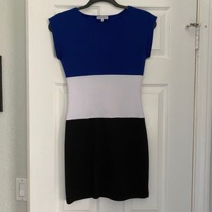 Bodycon dress colorblock blue black white